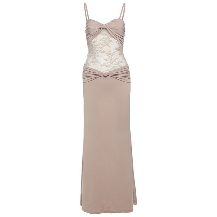 Ruched lace patchwork cami maxi dress  | Festival Outfits Women