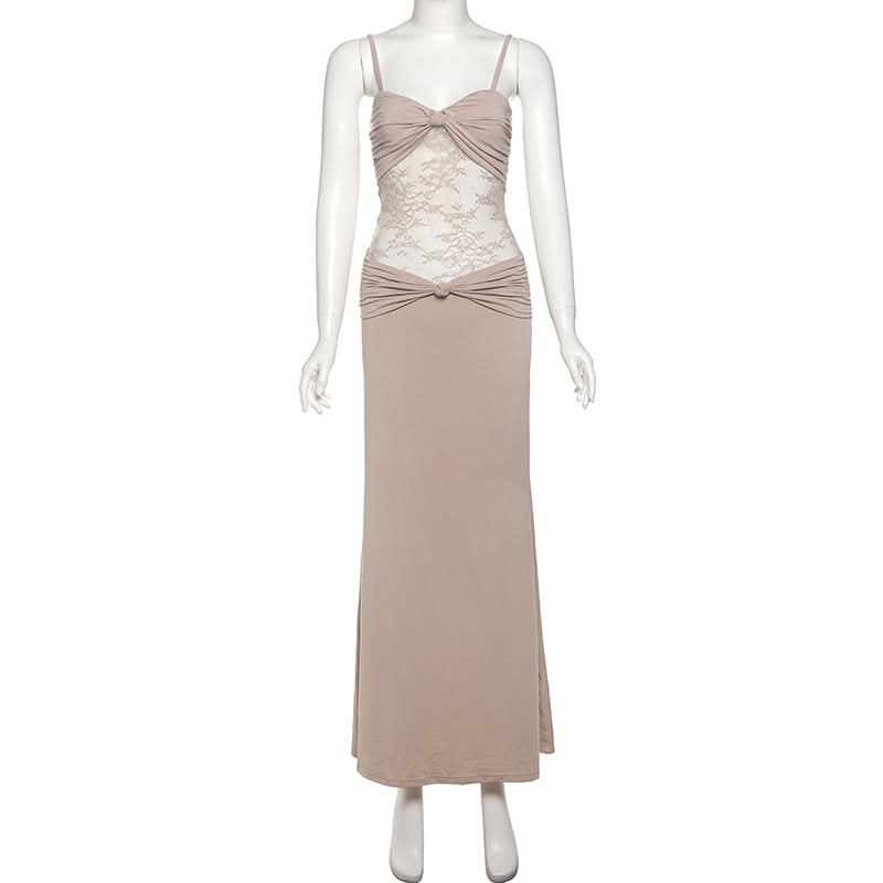 Ruched lace patchwork cami maxi dress  | Festival Outfits Women