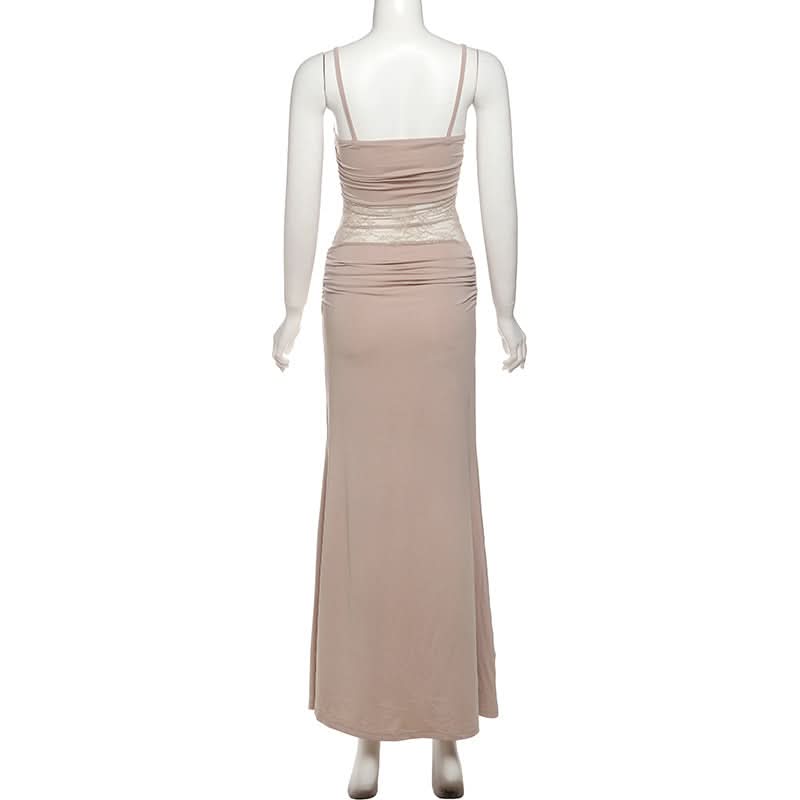 Ruched lace patchwork cami maxi dress  | Festival Outfits Women