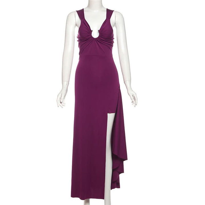 High slit o ring cami maxi dress  | Festival Outfits Women-final-sale