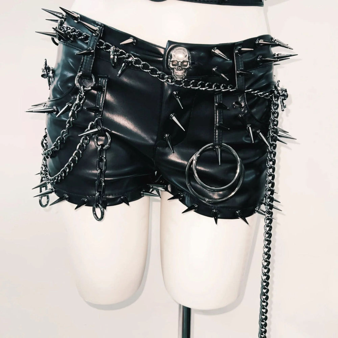 Rivet belt skull applique tube top  | Festival Outfits Women