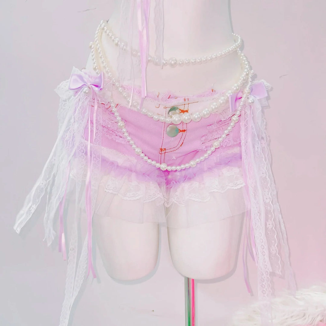 Halter bowknot cross applique beaded lace hem top  | Festival Outfits Women