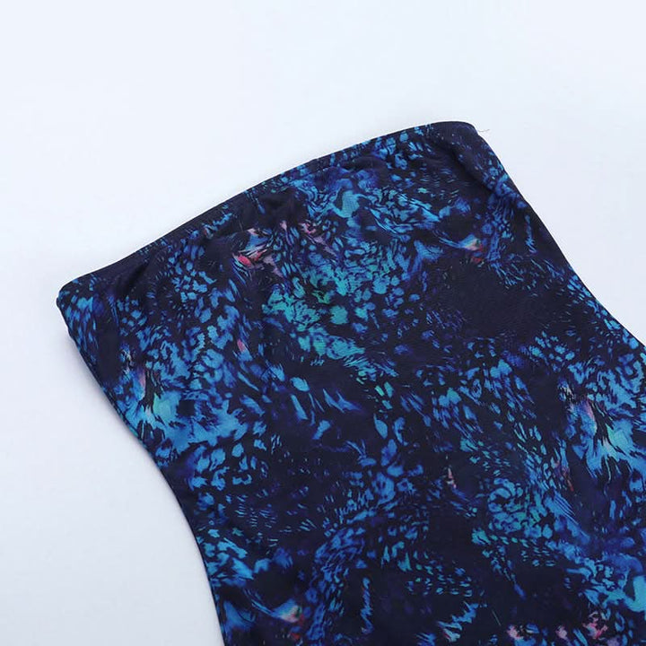 Print backless contrast tube mini dress  | Festival Outfits Women