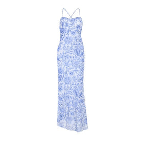 Cross back flower print v neck cami maxi dress  | Festival Outfits Women