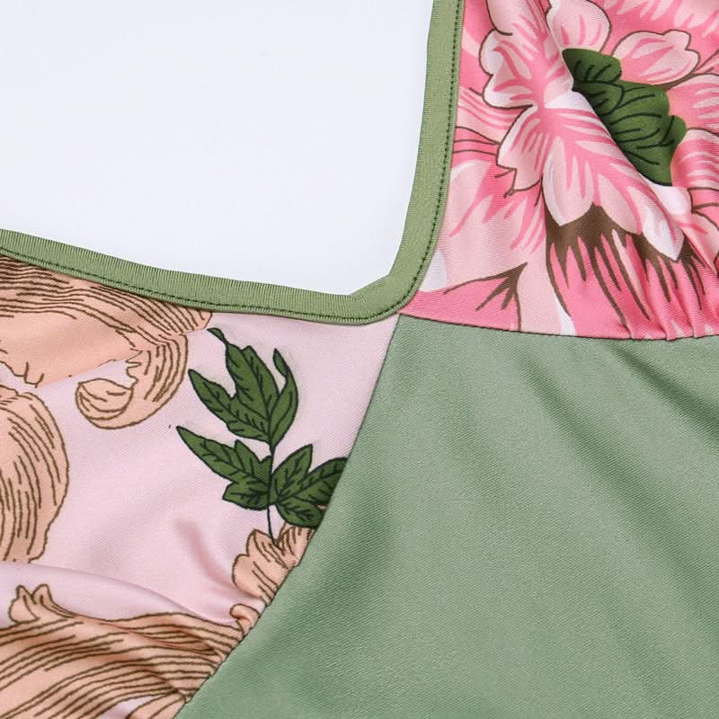 V neck flower print backless cami maxi dress  | Festival Outfits Women