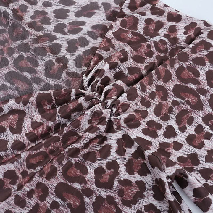 Leopard print off shoulder ruched jumpsuit  | Festival Outfits Women