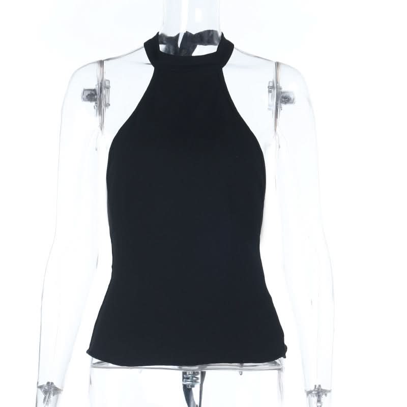 Self tie halter backless solid top  | Festival Outfits Women