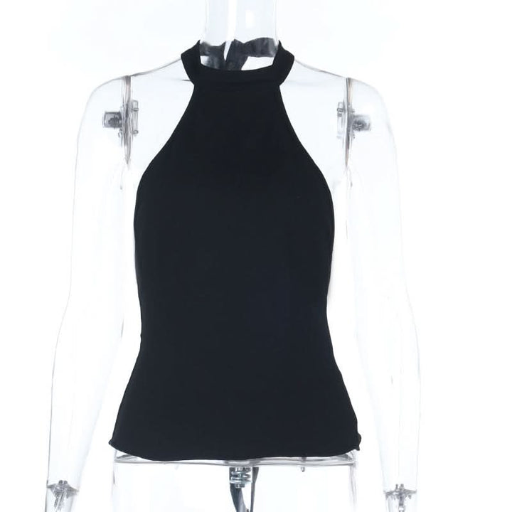 Self tie halter backless solid top  | Festival Outfits Women