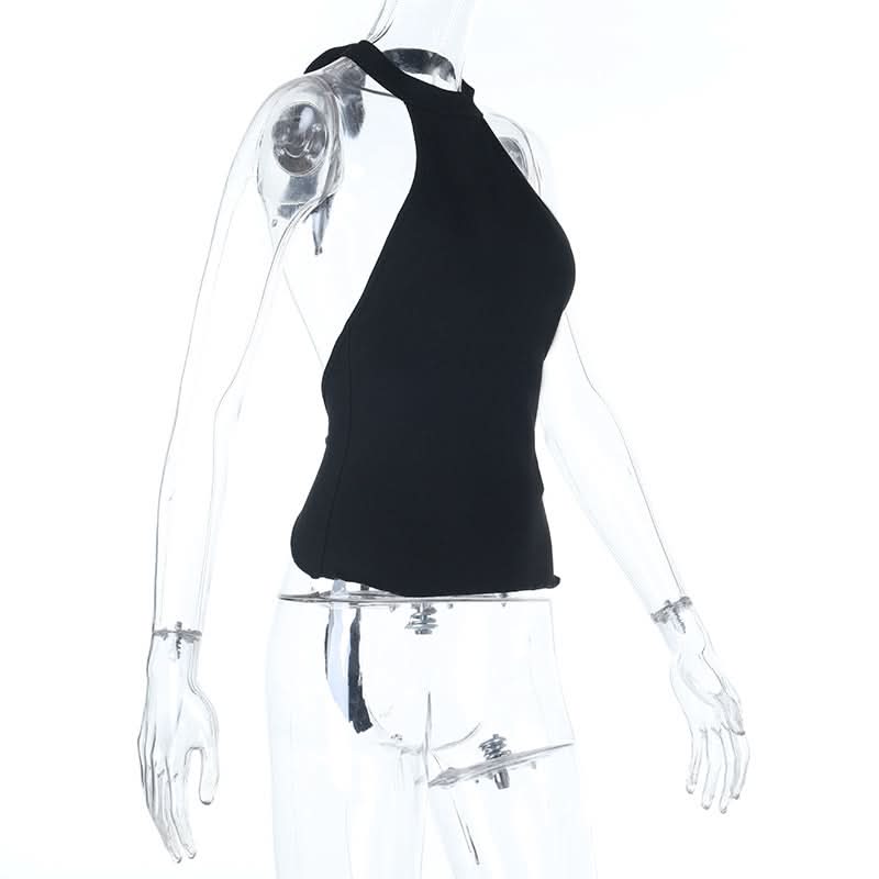 Self tie halter backless solid top  | Festival Outfits Women
