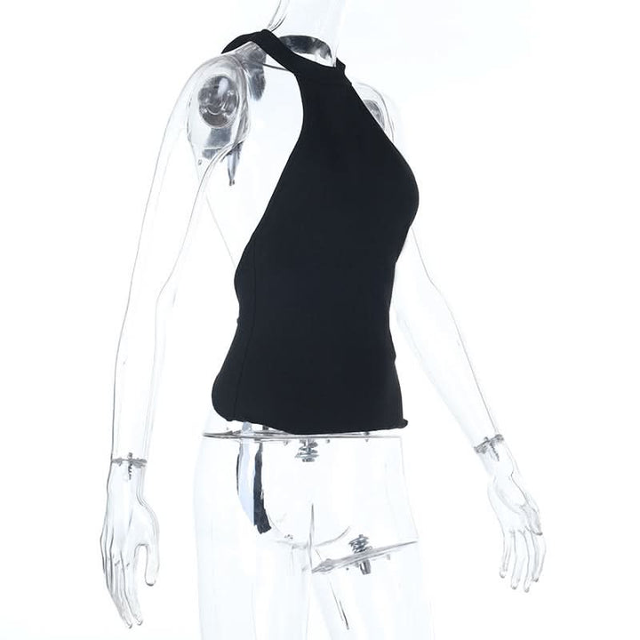 Self tie halter backless solid top  | Festival Outfits Women