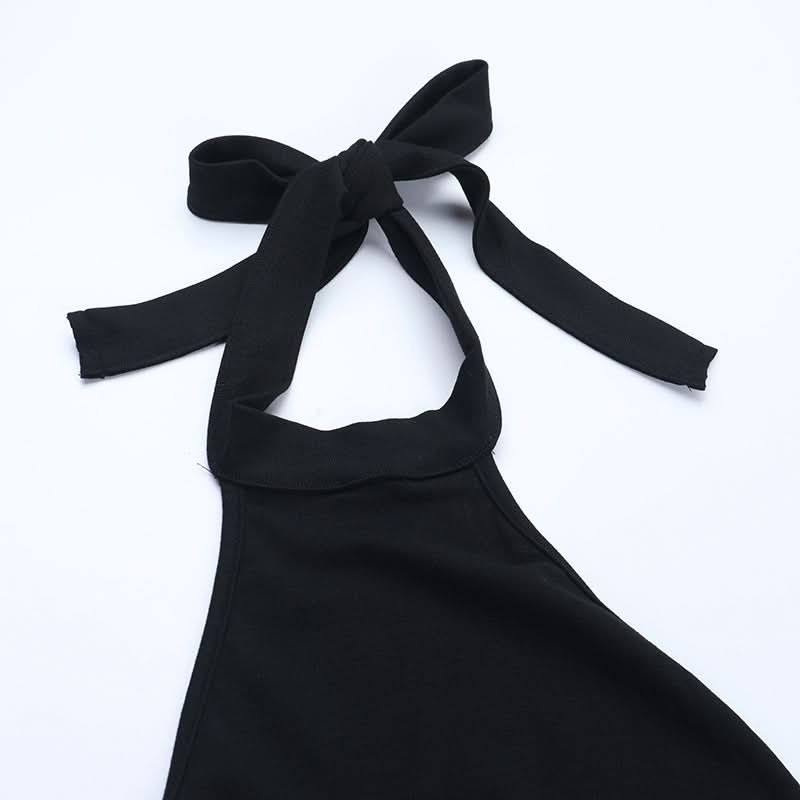Self tie halter backless solid top  | Festival Outfits Women