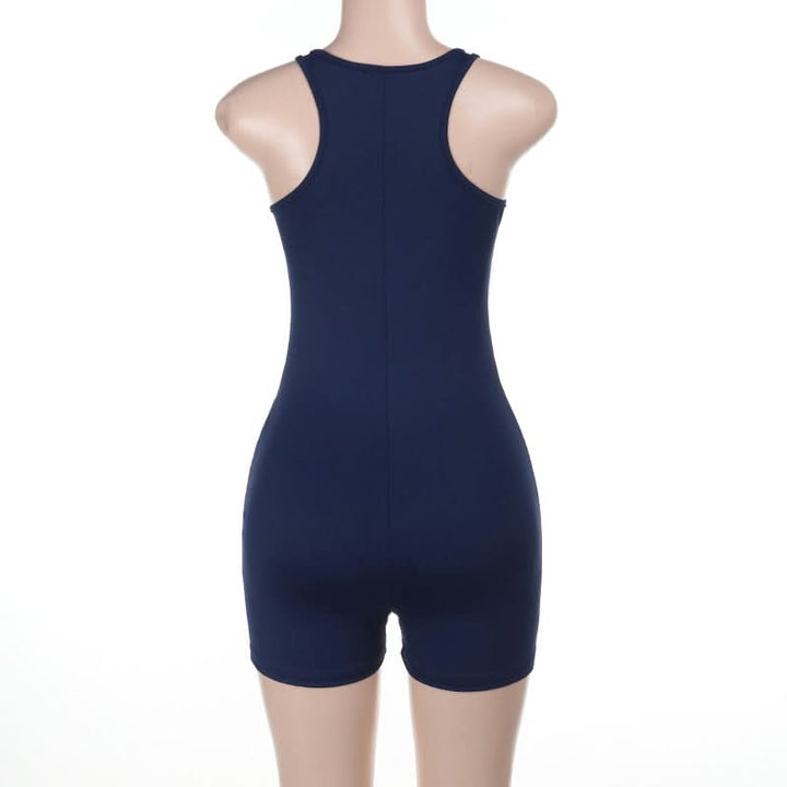 Beaded letter u neck tank romper  | Festival Outfits Women