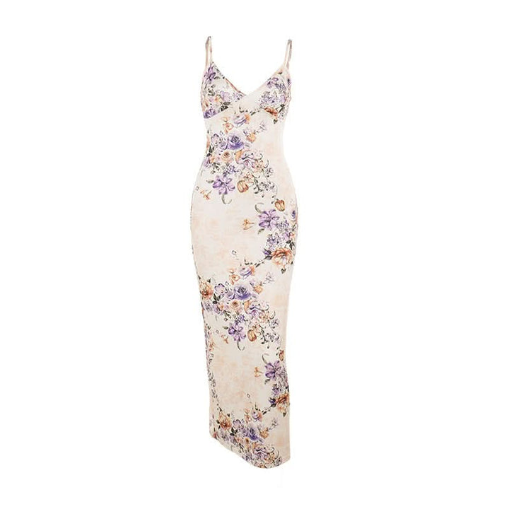 V neck flower applique cami maxi dress  | Festival Outfits Women