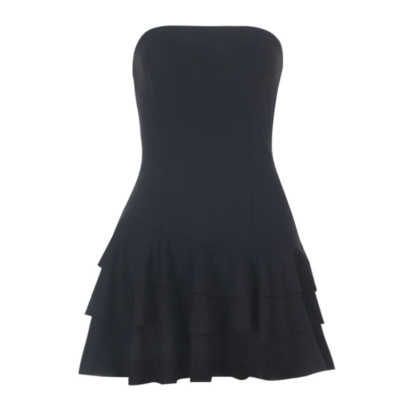Ruffle backless solid zip-up tube mini dress  | Festival Outfits Women