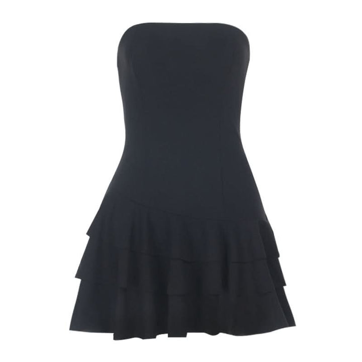 Ruffle backless solid zip-up tube mini dress  | Festival Outfits Women