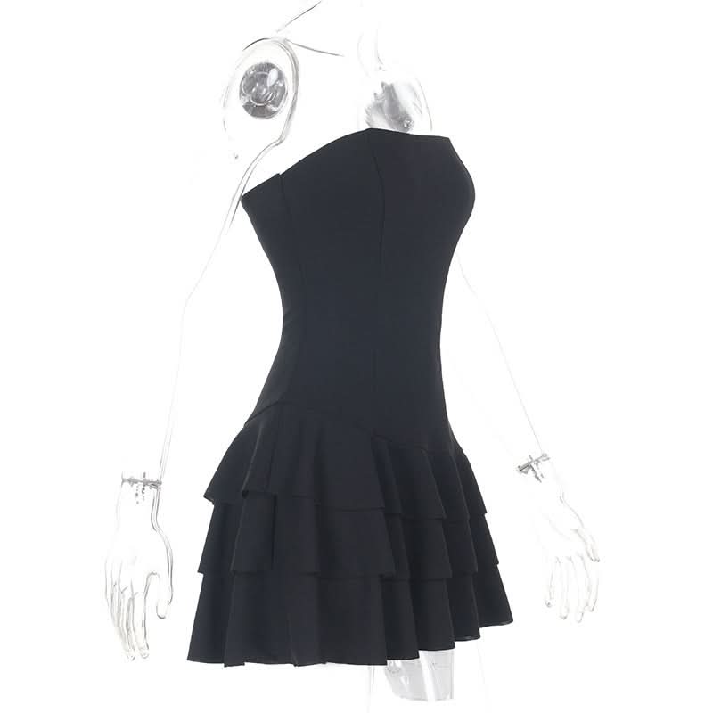 Ruffle backless solid zip-up tube mini dress  | Festival Outfits Women