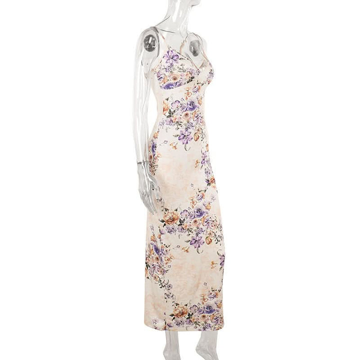 V neck flower applique cami maxi dress  | Festival Outfits Women