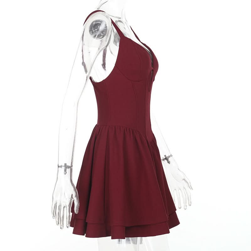 Ruched v neck zip-up cami mini dress  | Festival Outfits Women