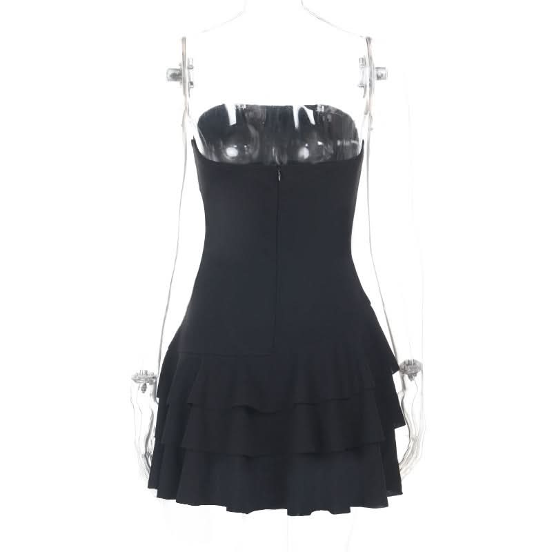 Ruffle backless solid zip-up tube mini dress  | Festival Outfits Women