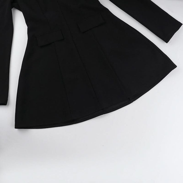 Long sleeve v neck zip-up solid mini dress  | Festival Outfits Women