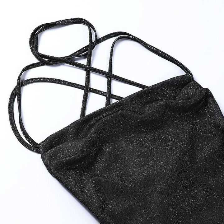 Cross back self tie cowl neck cami mini dress  | Festival Outfits Women