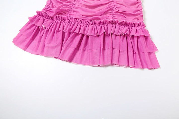 Gradient halter ruched mesh mini dress  | Festival Outfits Women