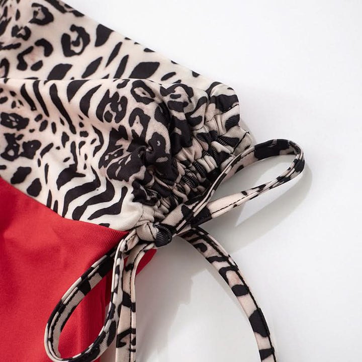 Drawstring ruched leopard print tube top  | Festival Outfits Women  | Cheetah Print Top