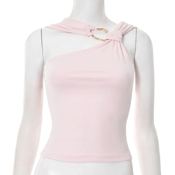 Irregular ruched solid hollow out cut out top  | Festival Outfits Women-final-sale