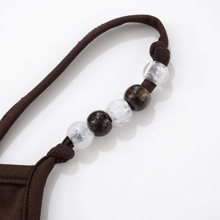 Beaded u neck slit backless cami maxi dress