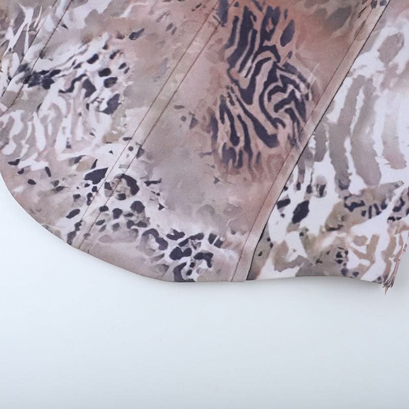 Leopard print zip-up corset tube top  | Festival Outfits Women  | Cheetah Print Top