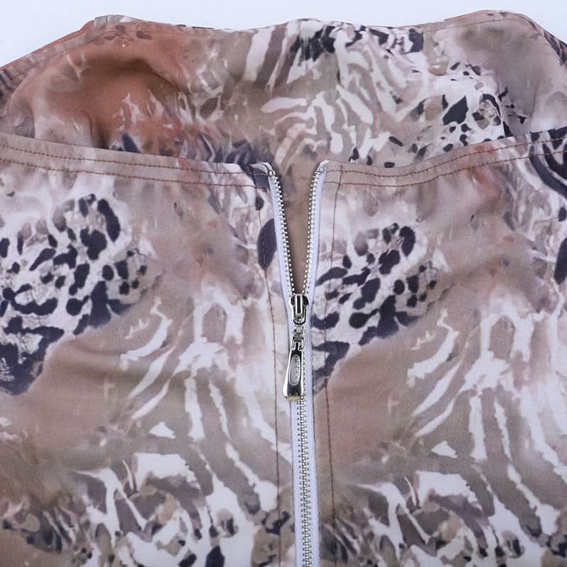 Leopard print zip-up corset tube top  | Festival Outfits Women  | Cheetah Print Top