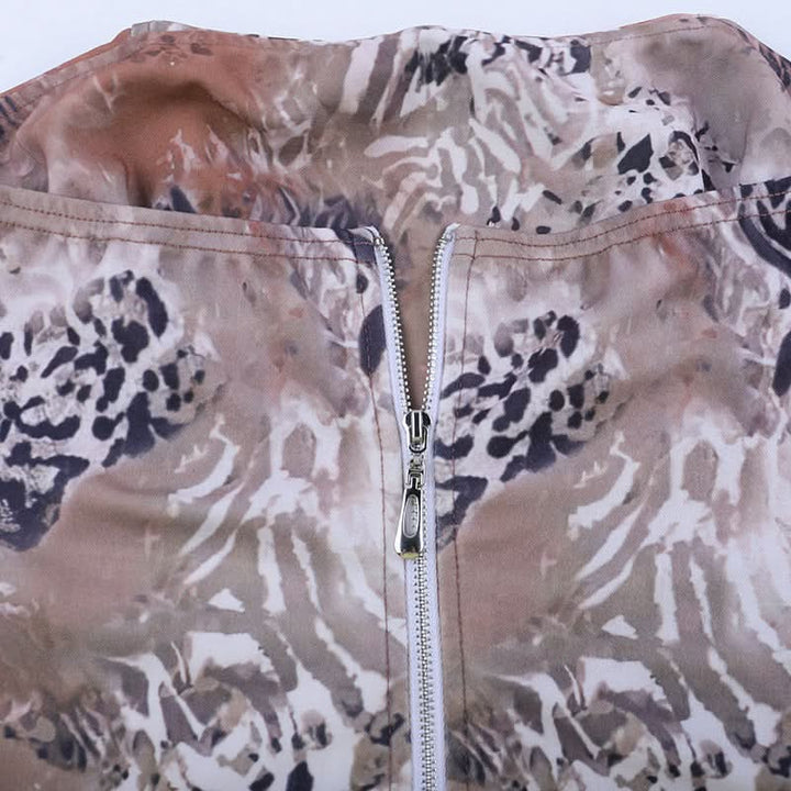Leopard print zip-up corset tube top  | Festival Outfits Women  | Cheetah Print Top