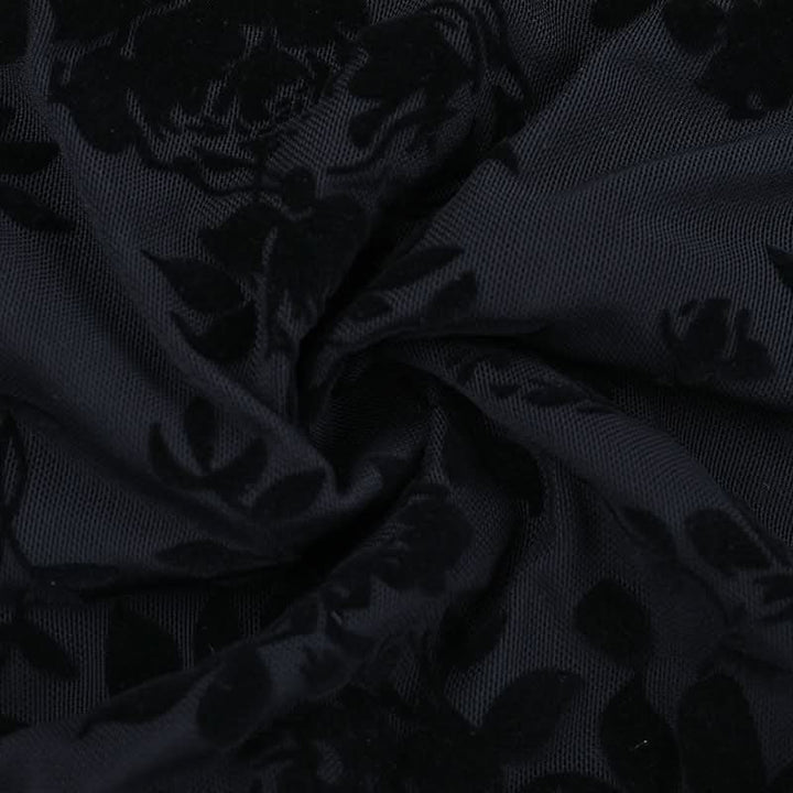 Long sleeve v neck print black top  | Festival Outfits Women-final-sale