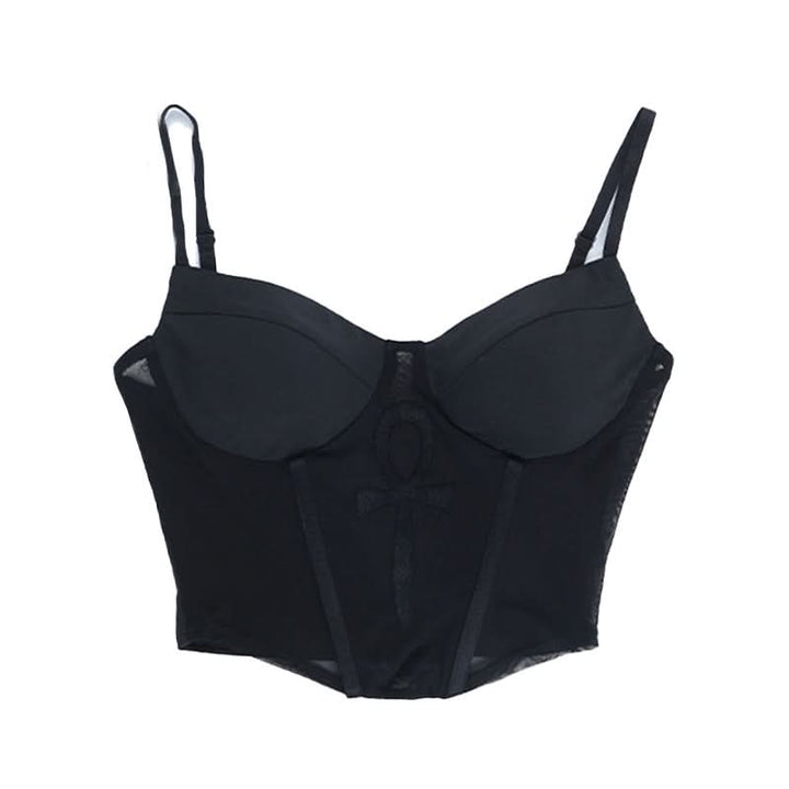 V neck backless cross pattern cami top  | Festival Outfits Women