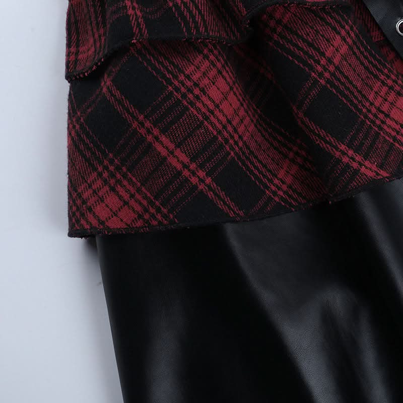 Lace up irregular plaid cami mini dress  | Festival Outfits Women