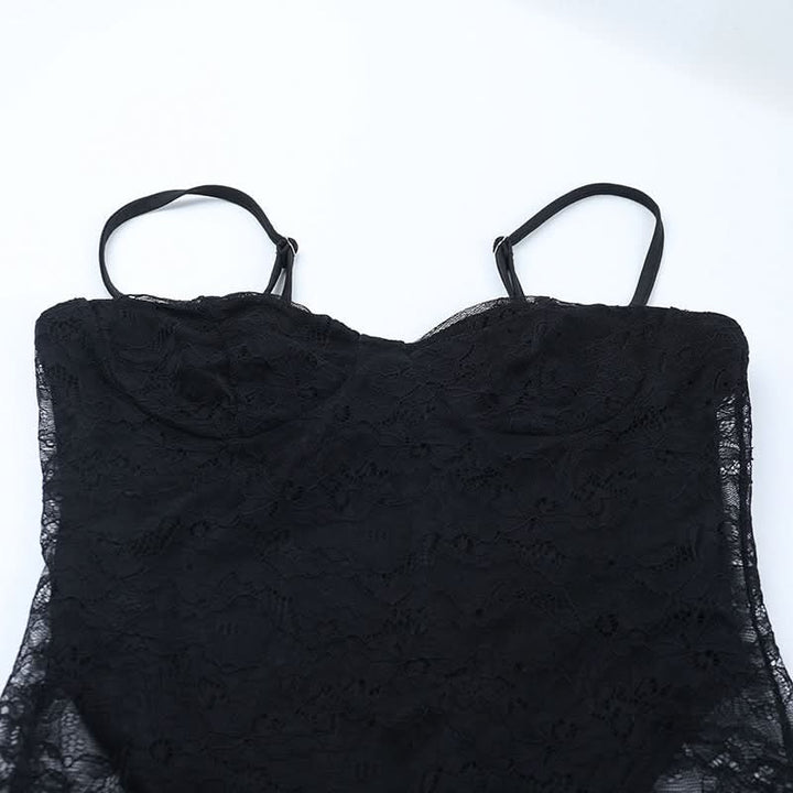 Slit v neck lace backless cami midi dress  | Festival Outfits Women-final-sale
