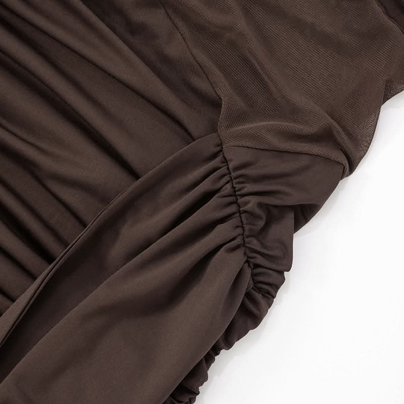 Irregular ruched off shoulder long sleeve mini dress  | Festival Outfits Women