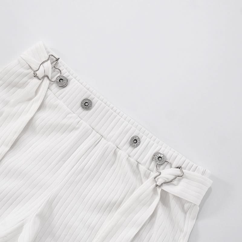 Square neck button striped medium rise tank pant set  | Festival Outfits Women