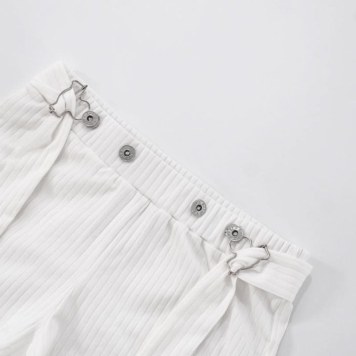 Square neck button striped medium rise tank pant set  | Festival Outfits Women