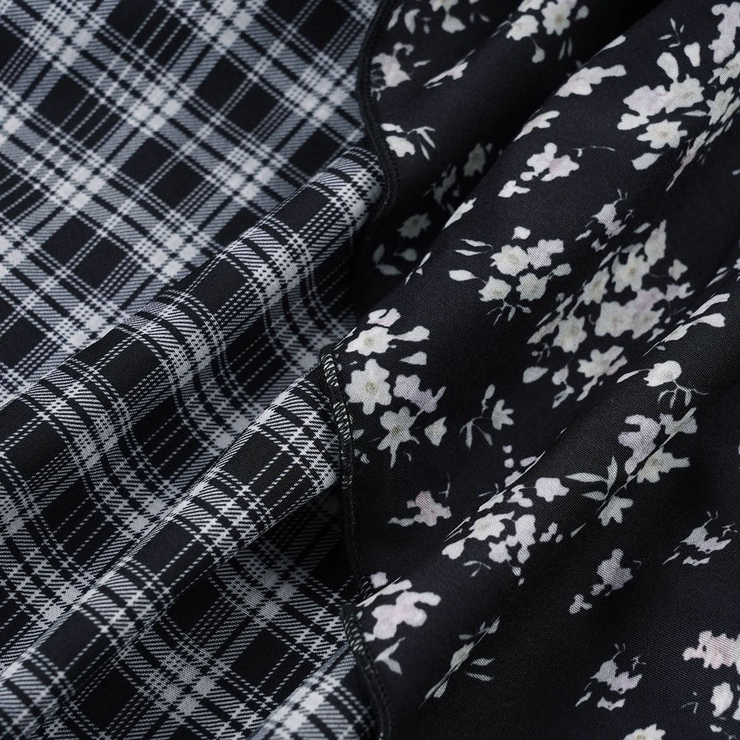 Irregular plaid flower print mini skirt  | Festival Outfits Women