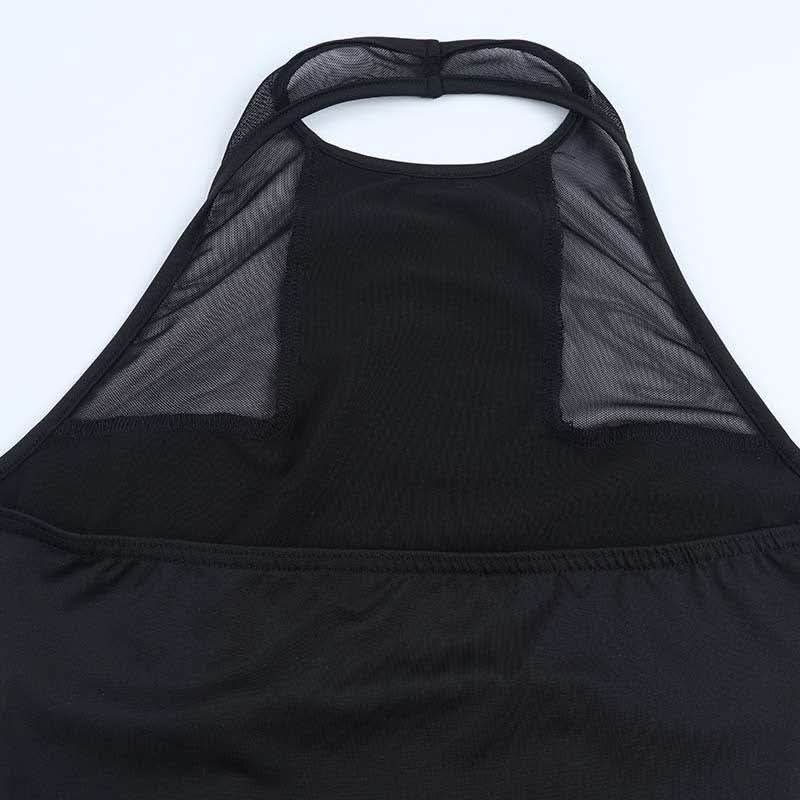 Halter mesh backless black mini dress  | Festival Outfits Women