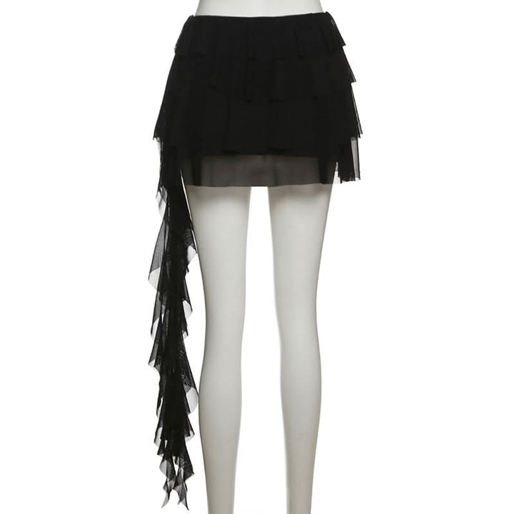Butterfly applique mesh ruffle mini skirt  | Festival Outfits Women