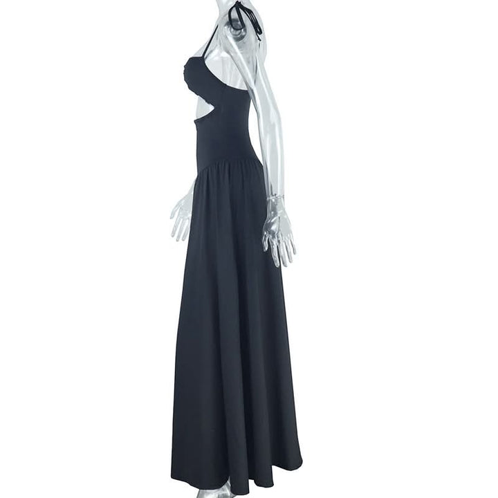 Hollow out self tie cami solid cut out maxi dress  | Festival Outfits Women