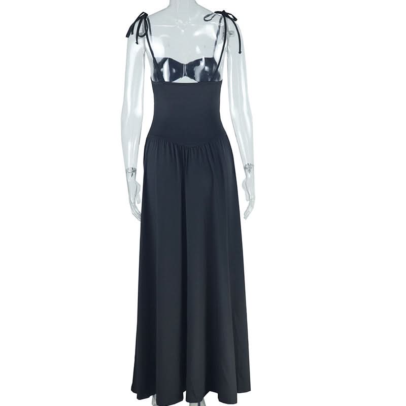 Hollow out self tie cami solid cut out maxi dress  | Festival Outfits Women