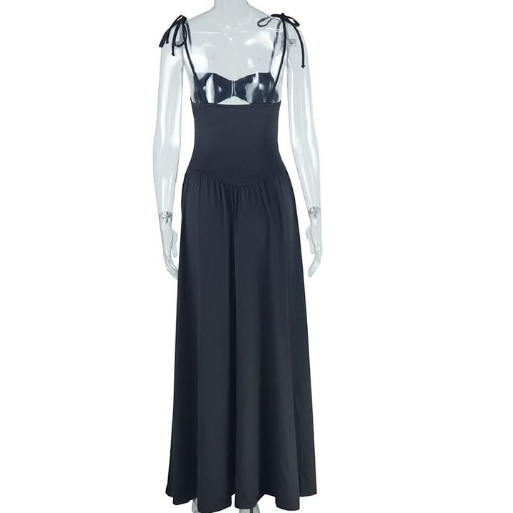 Hollow out self tie cami solid cut out maxi dress  | Festival Outfits Women