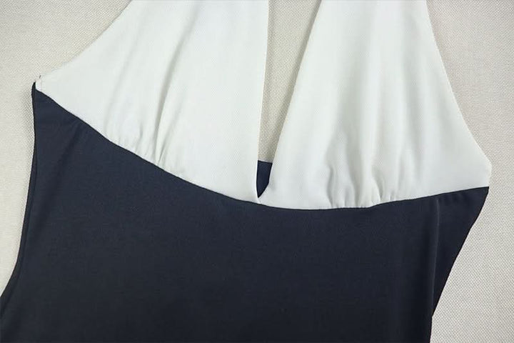 Halter v neck button mesh maxi dress  | Festival Outfits Women