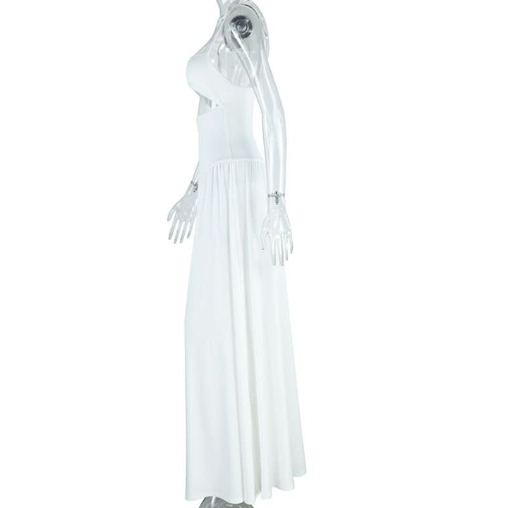 Hollow out self tie cami solid cut out maxi dress  | Festival Outfits Women