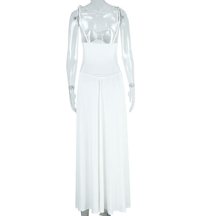 Hollow out self tie cami solid cut out maxi dress  | Festival Outfits Women