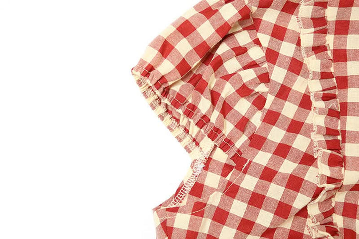 Plaid button short sleeve crop top  | Festival Outfits Women