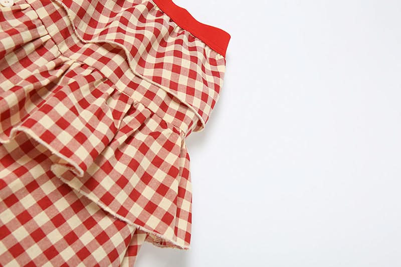 Plaid ruffle high slit button maxi skirt  | Festival Outfits Women